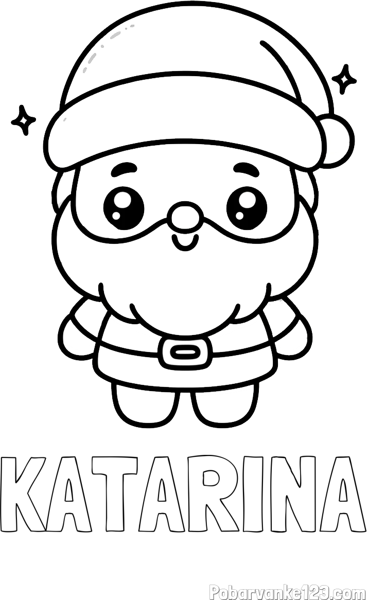 Pobarvanka imena KATARINA in enostavna otroška pobarvanka Božička