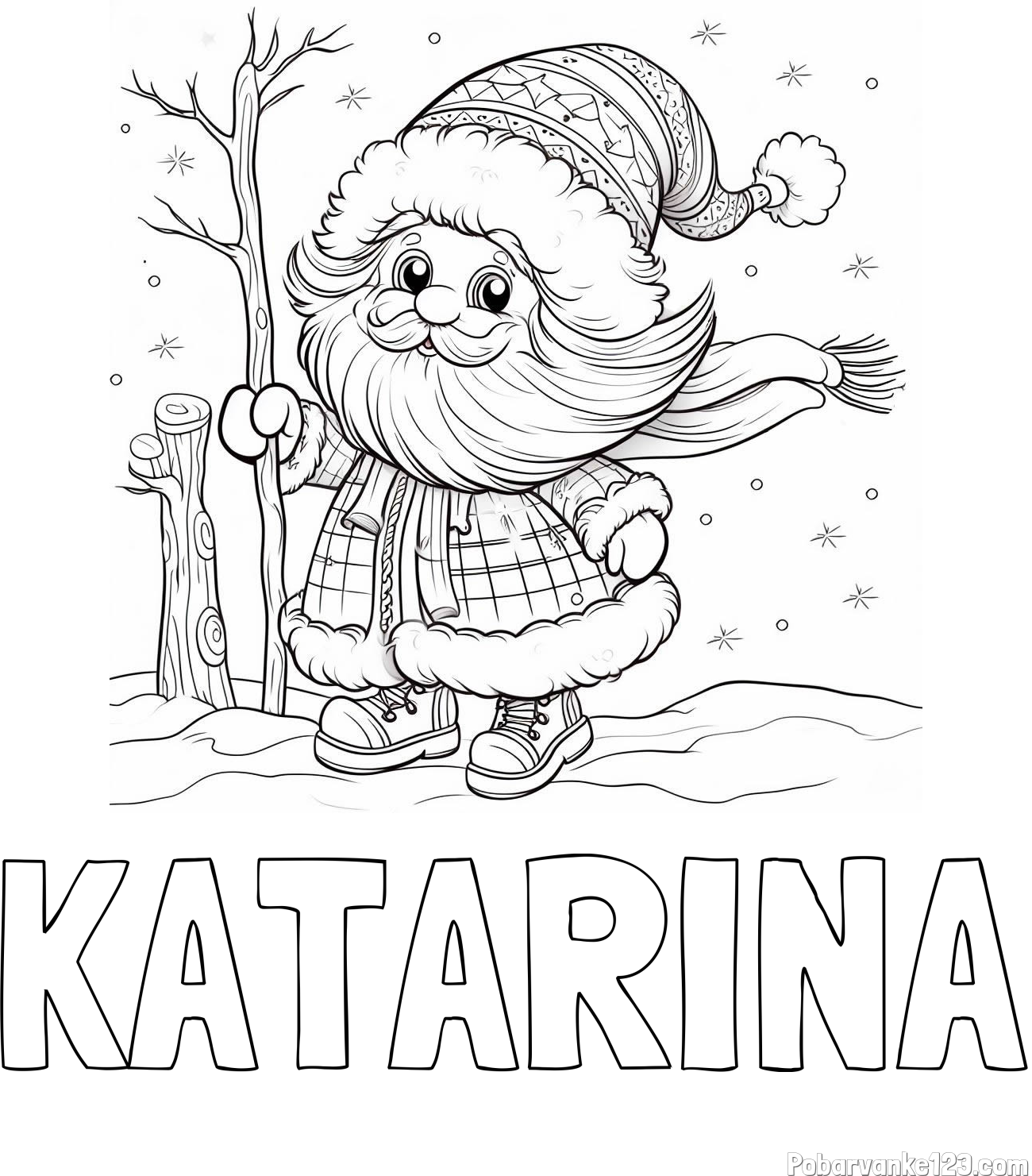 Pobarvanka imena KATARINA in pobarvanka prikupnega Dedka Mraza