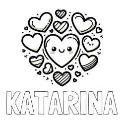 Pobarvanka imena KATARINA in pobarvanka srčkov