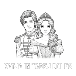 Online izdelana pobarvanka - Pobarvanka imena KATJA IN TADEJ DOLEC in pobarvanka princa in princeske