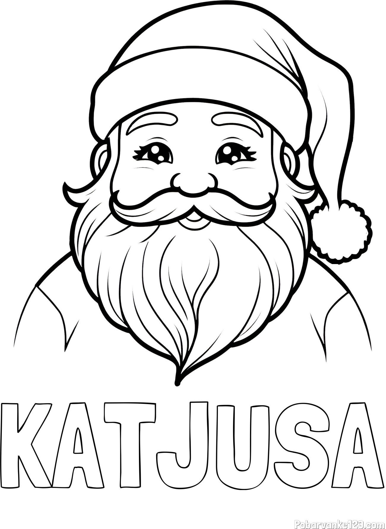 Pobarvanka imena KATJUSA in preprosta pobarvanka ljubkega Božička