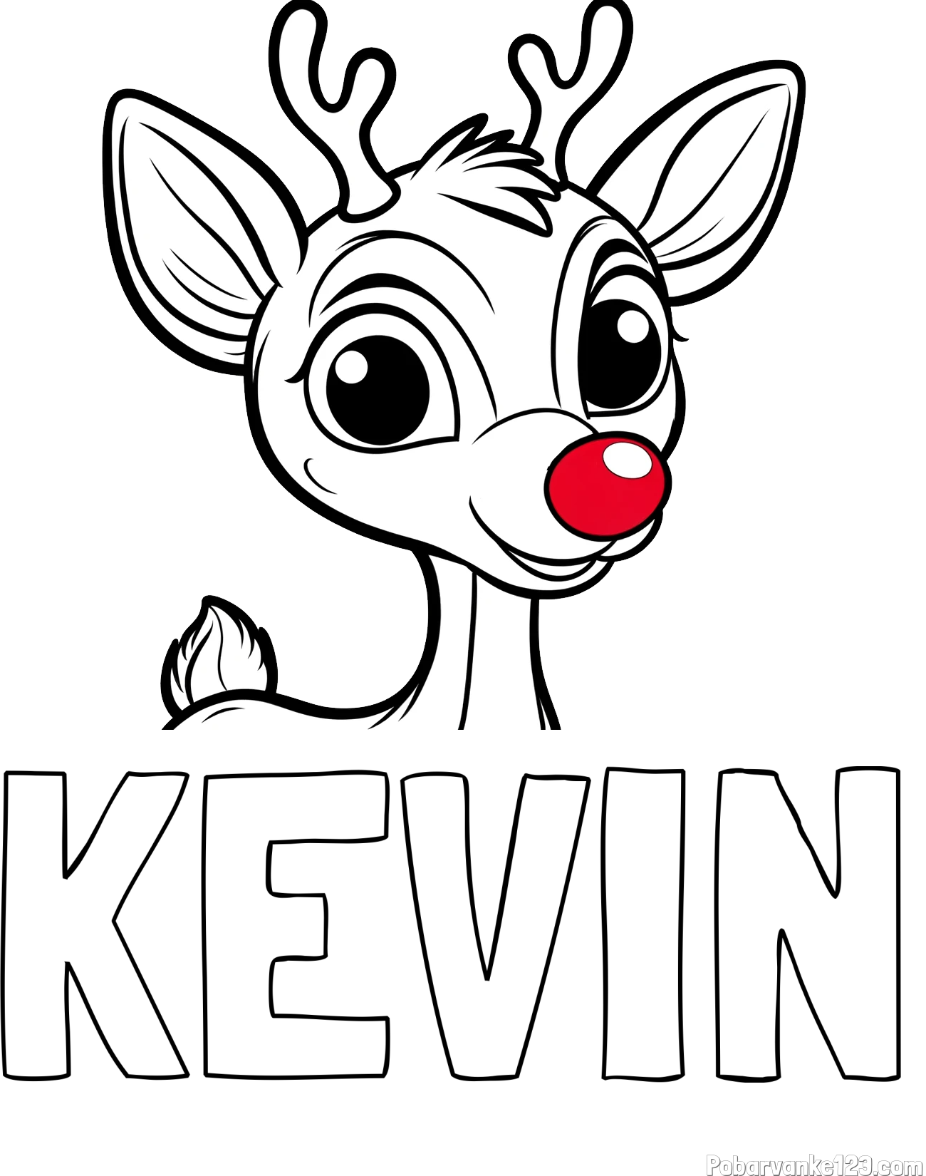 Pobarvanka imena KEVIN in pobarvanka ljubkega jelenčka Rudolfa