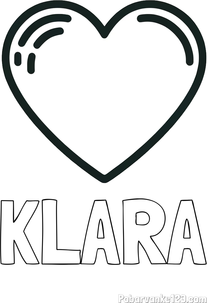 Pobarvanka imena KLARA in pobarvanka lepega srčka