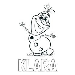 Online izdelana pobarvanka - Pobarvanka imena KLARA in pobarvanka Olaf