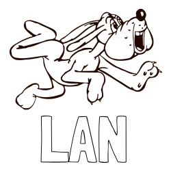 Online izdelana pobarvanka - Pobarvanka imena LAN in pobarvanka veselega kužka