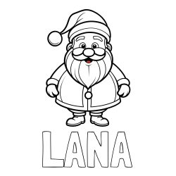 Online izdelana pobarvanka - Pobarvanka imena LANA in otroška pobarvanka prikupnega Božička