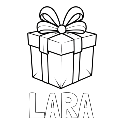 Pobarvanka imena LARA in pobarvanka darilne škatle s pentljo