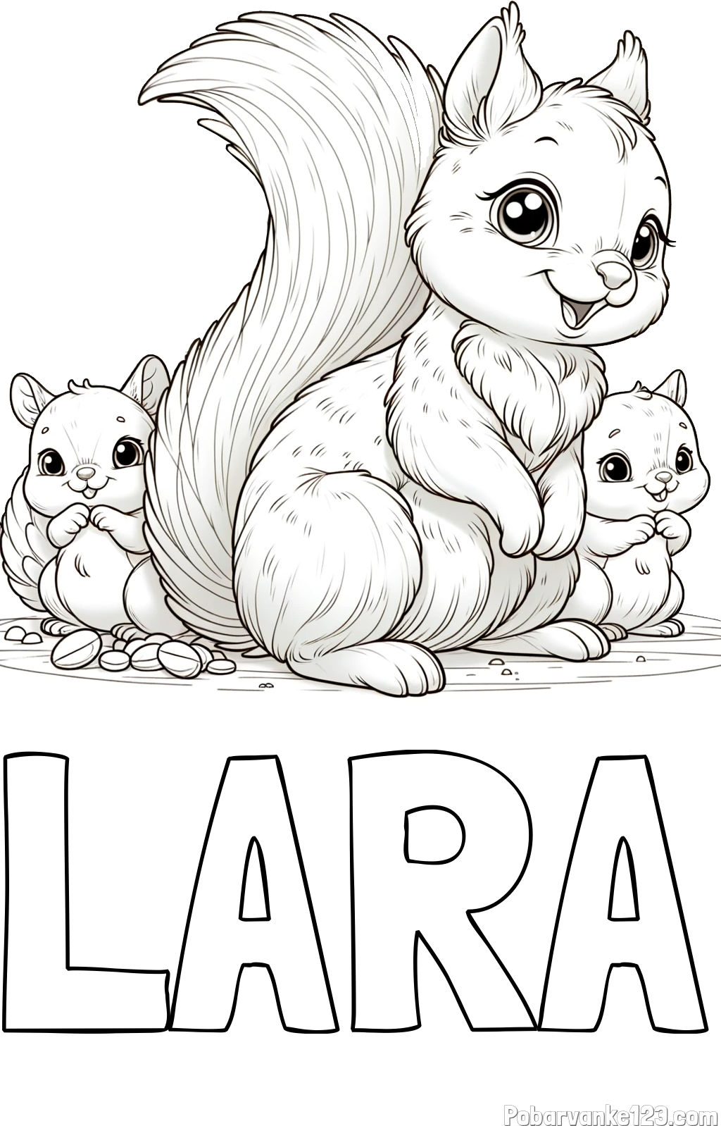 Pobarvanka imena LARA in pobarvanka veveričje družine
