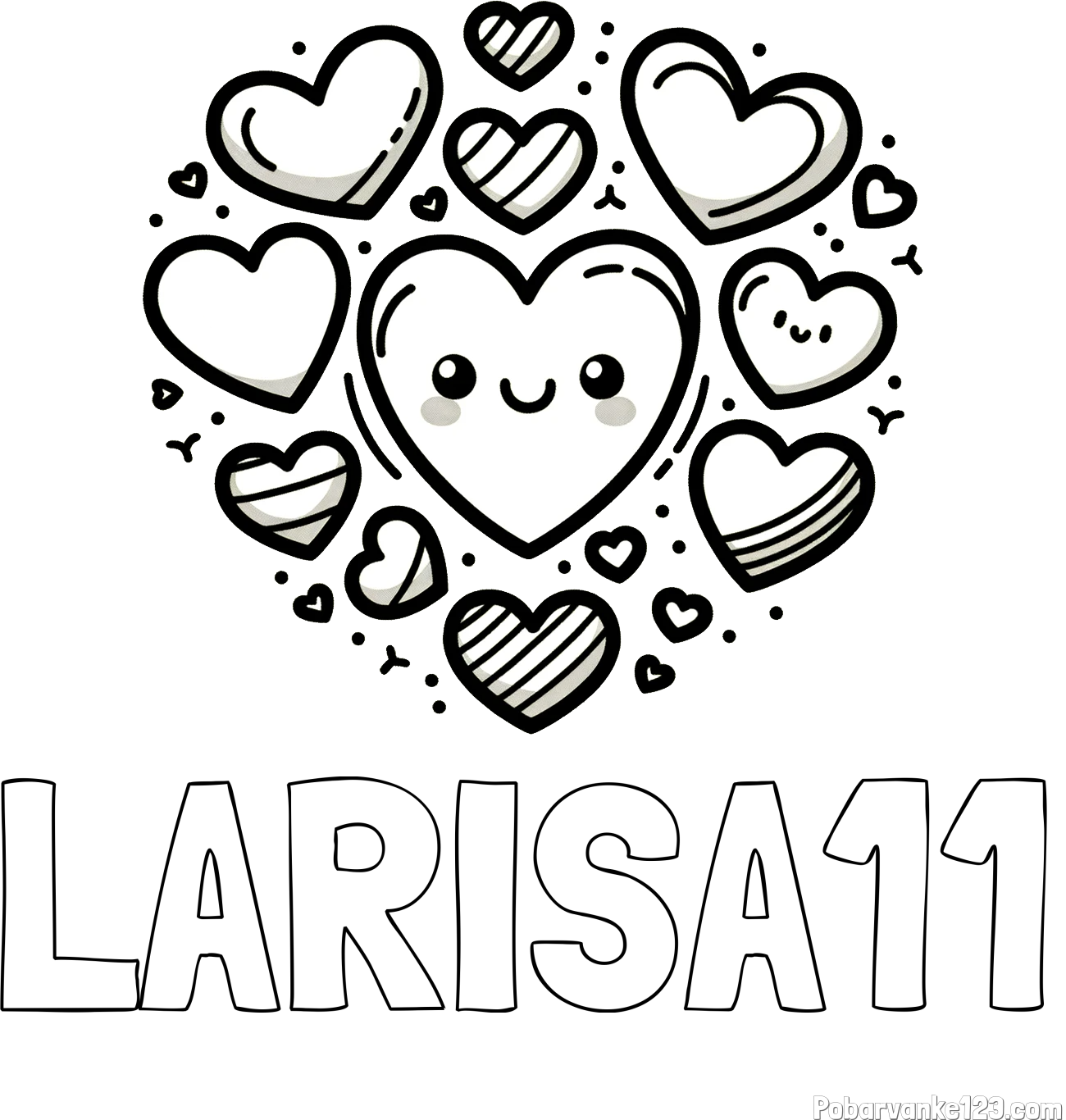 Pobarvanka imena LARISA11 in pobarvanka srčkov
