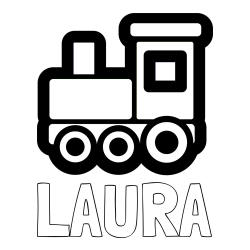 Online izdelana pobarvanka - Pobarvanka imena LAURA in otroška pobarvanka lokomotive