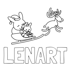 Online izdelana pobarvanka - Pobarvanka imena LENART in božične sani