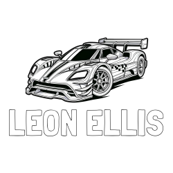 Online izdelana pobarvanka - Pobarvanka imena LEON ELLIS in pobarvanka modernega športnega avtomobila