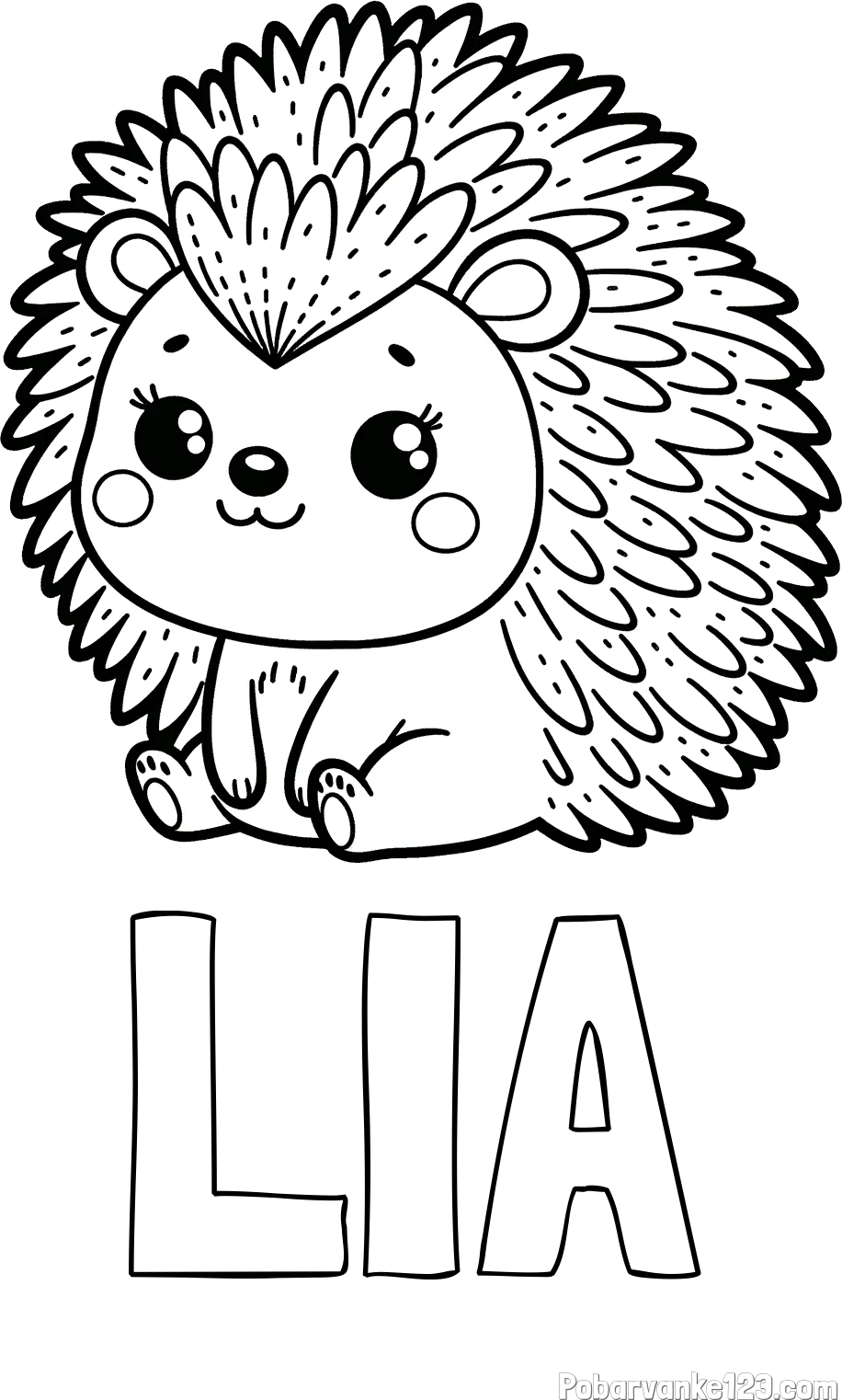 Pobarvanka imena LIA in pobarvanka nasmejanega ježka