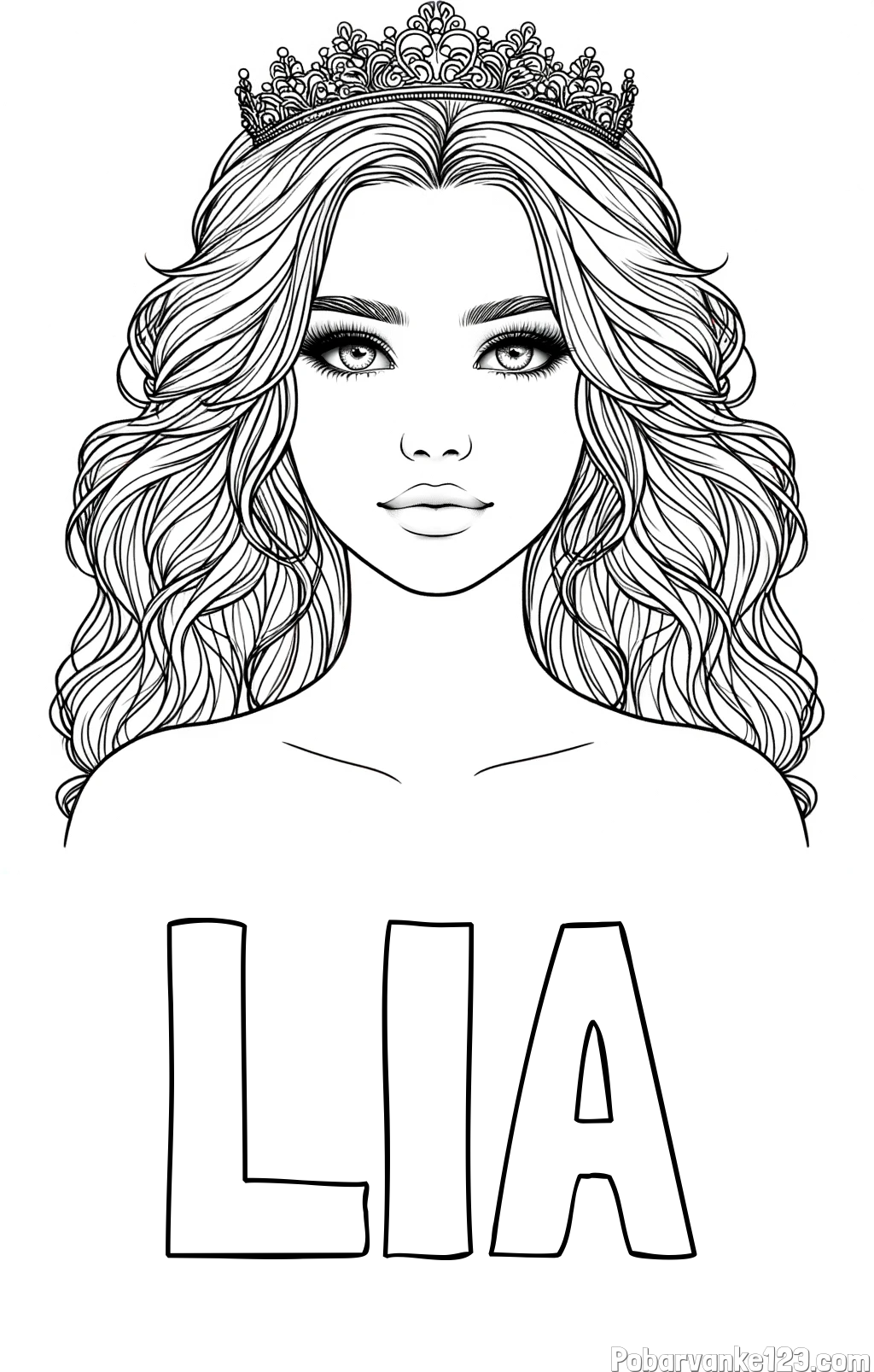 Pobarvanka imena LIA in pobarvanka prikupne princeske