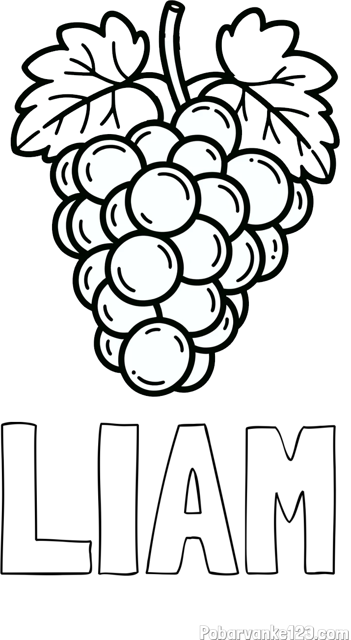 Pobarvanka imena LIAM in otroška pobarvanka grozdja