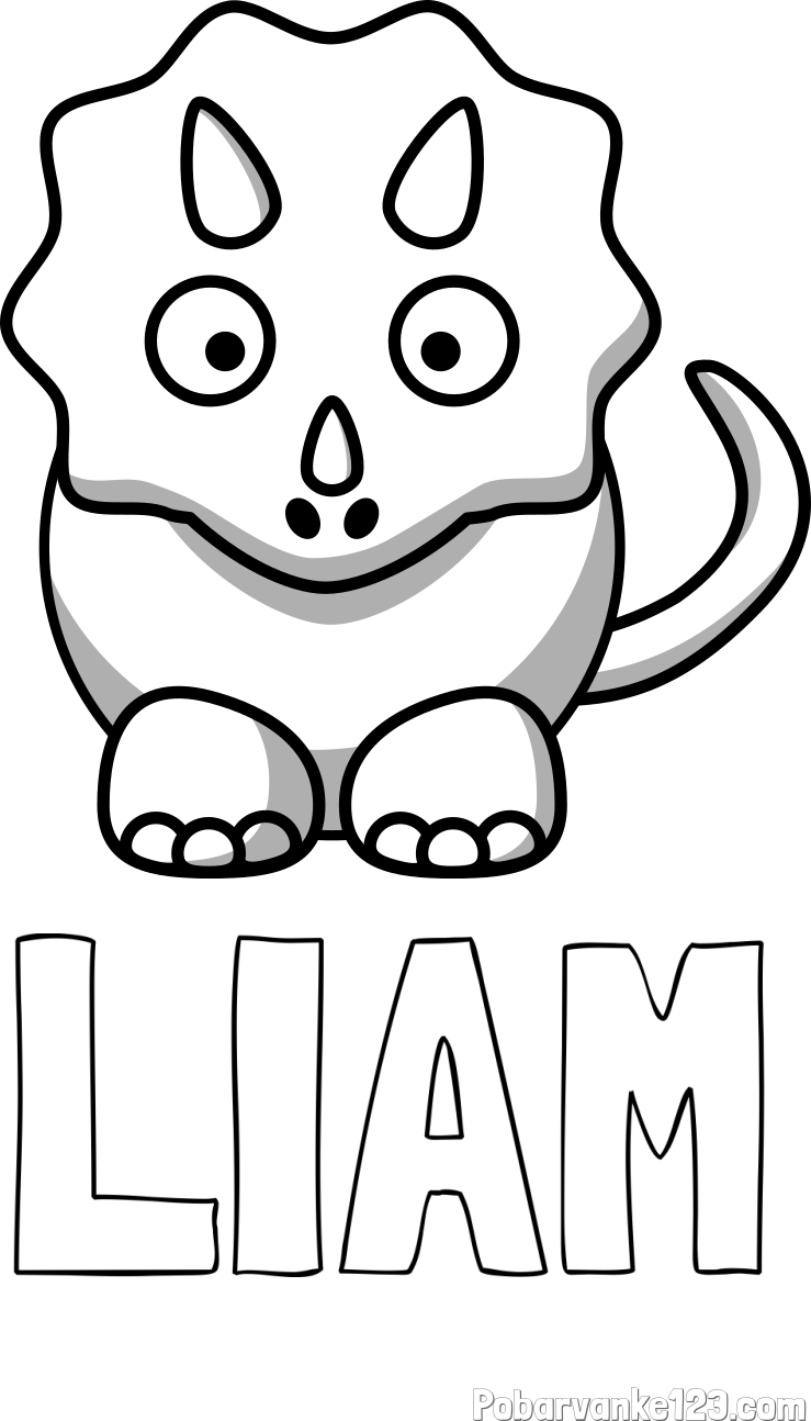 Pobarvanka imena LIAM in pobarvanka dinozavra triceratops