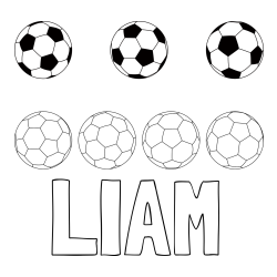 Online izdelana pobarvanka - Pobarvanka imena LIAM in pobarvanka nogometnih žog
