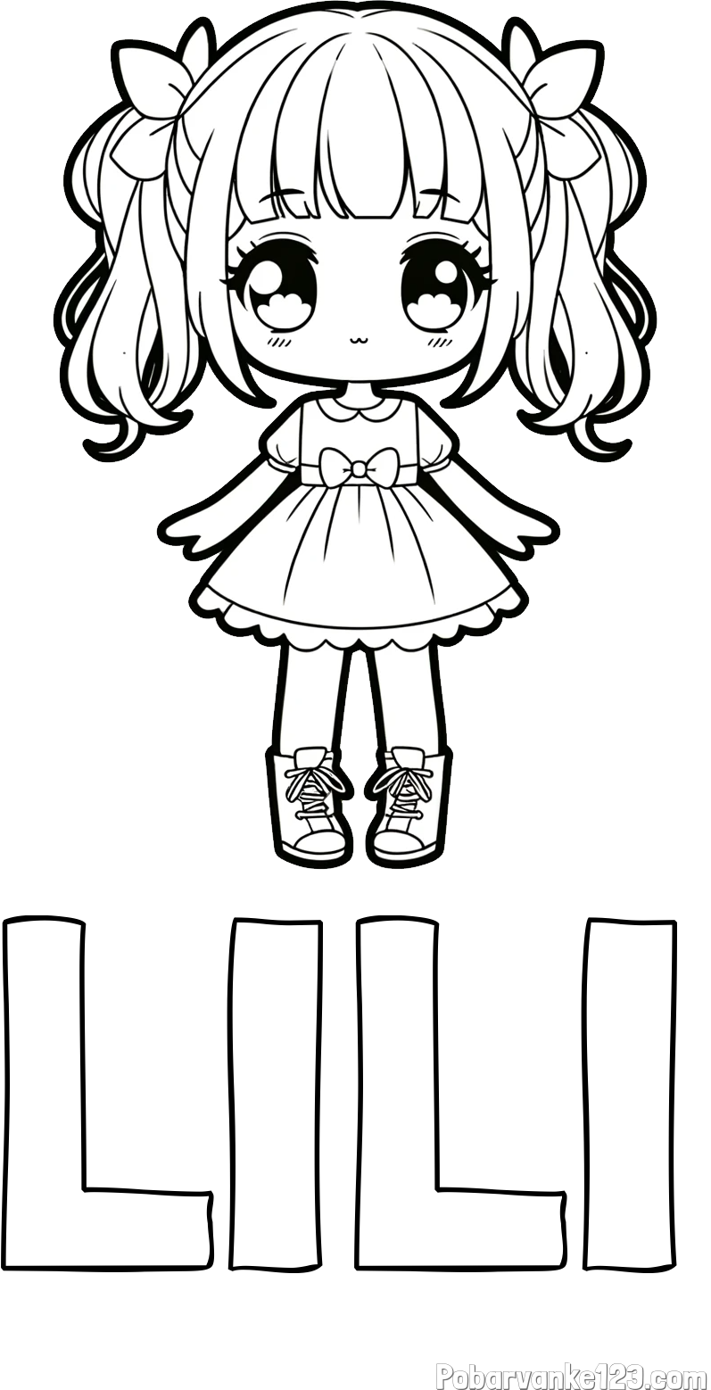 Pobarvanka imena LILI in pobarvanka anime punčke
