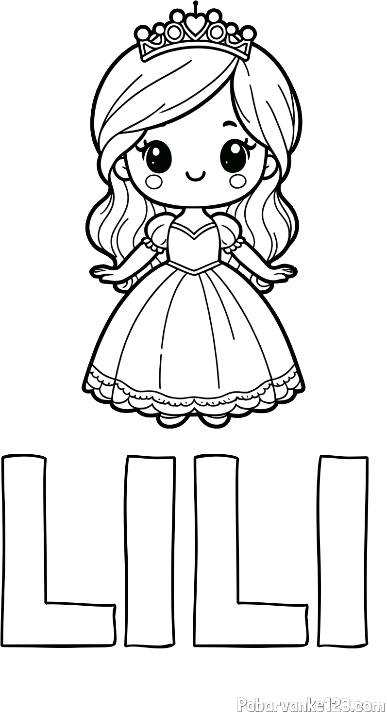 Pobarvanka imena LILI in pobarvanka ljubke princeske