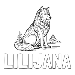 Online izdelana pobarvanka - Pobarvanka imena LILIJANA in pobarvanka sedečega volka