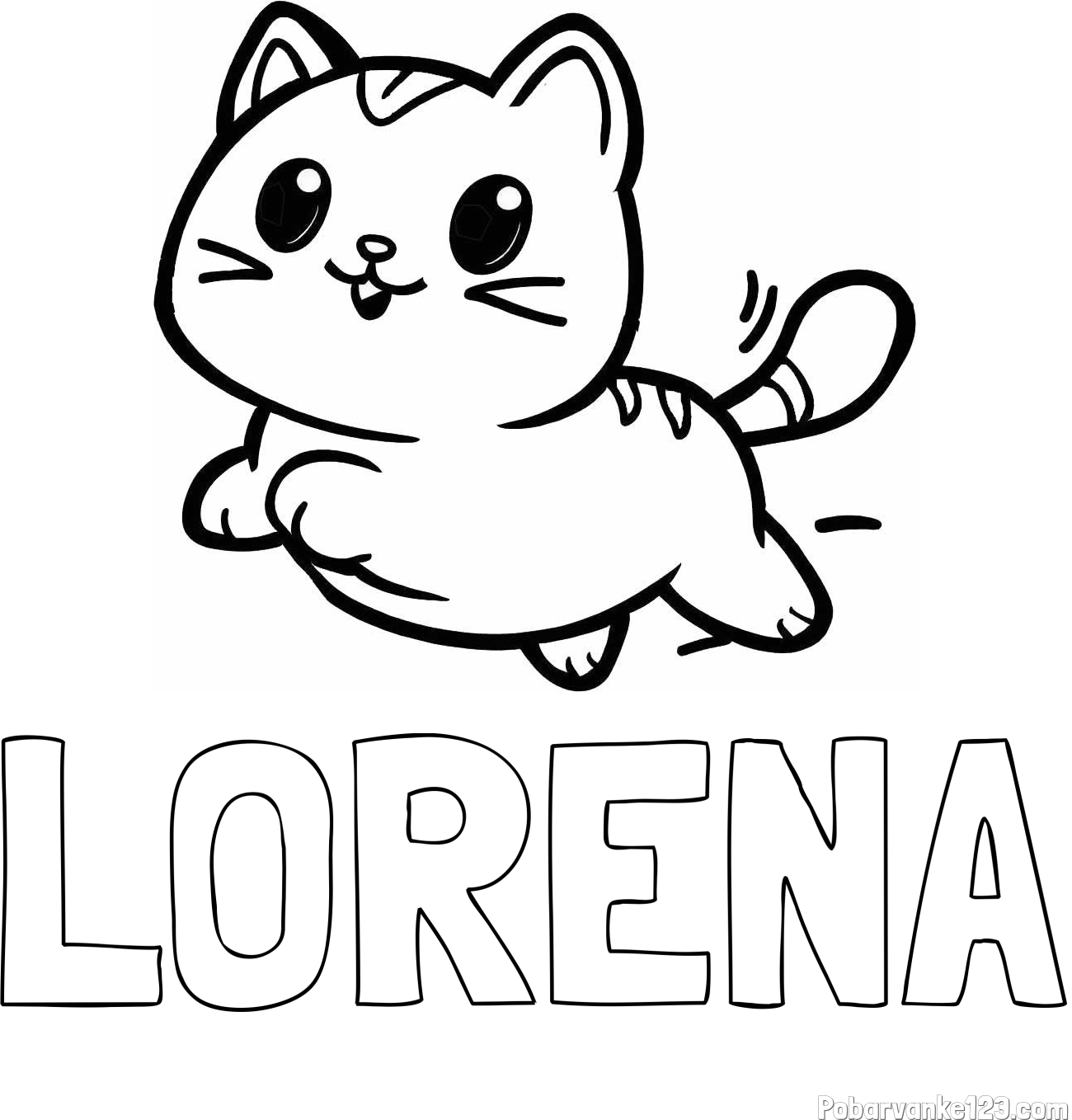 Pobarvanka imena LORENA in pobarvanka prikupne mačke med tekom