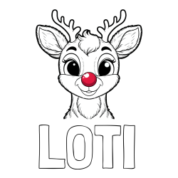 Online izdelana pobarvanka - Pobarvanka imena LOTI in otroška pobarvanka simpatičnega jelenčka Rudolfa