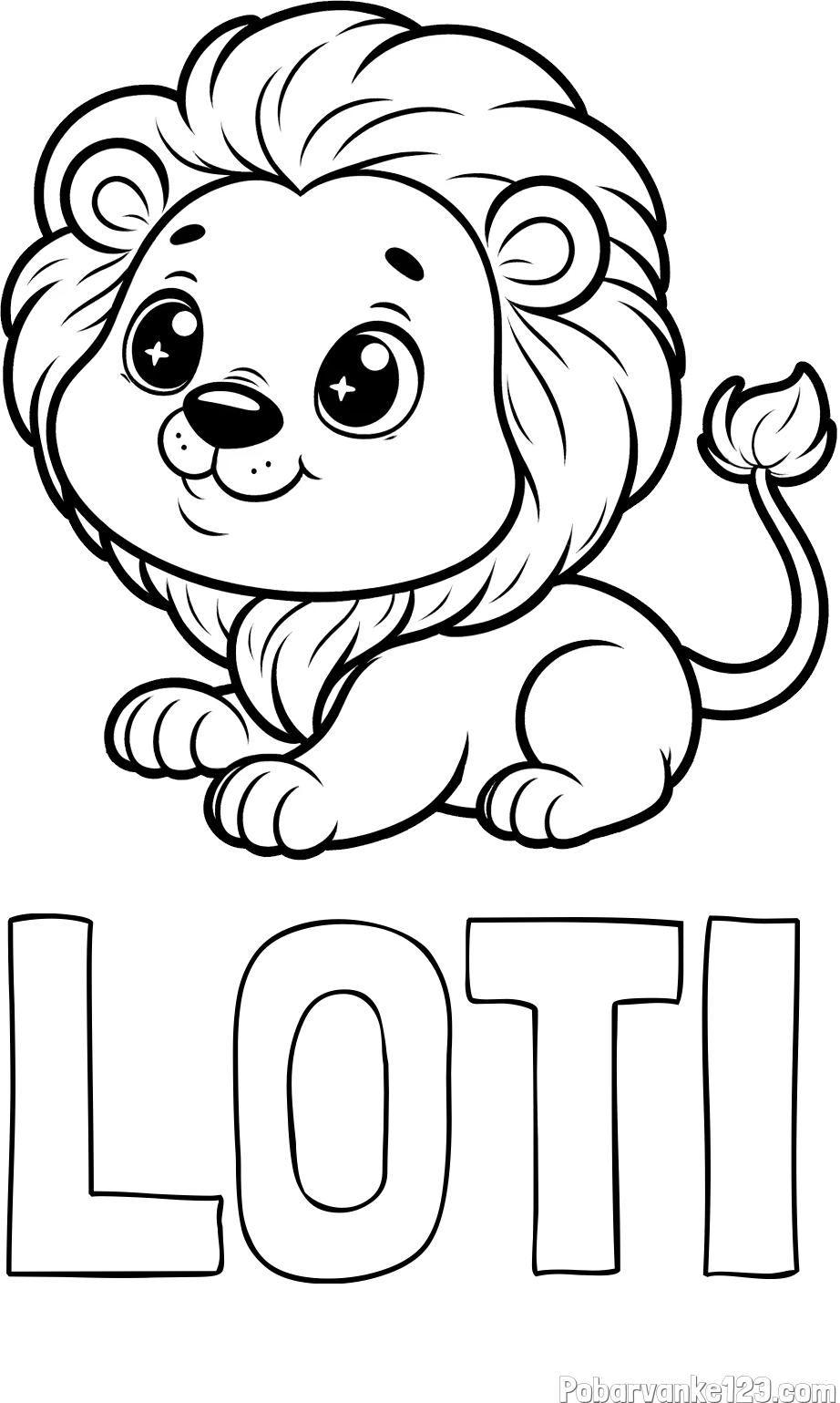 Pobarvanka imena LOTI in pobarvanka igrivega levčka