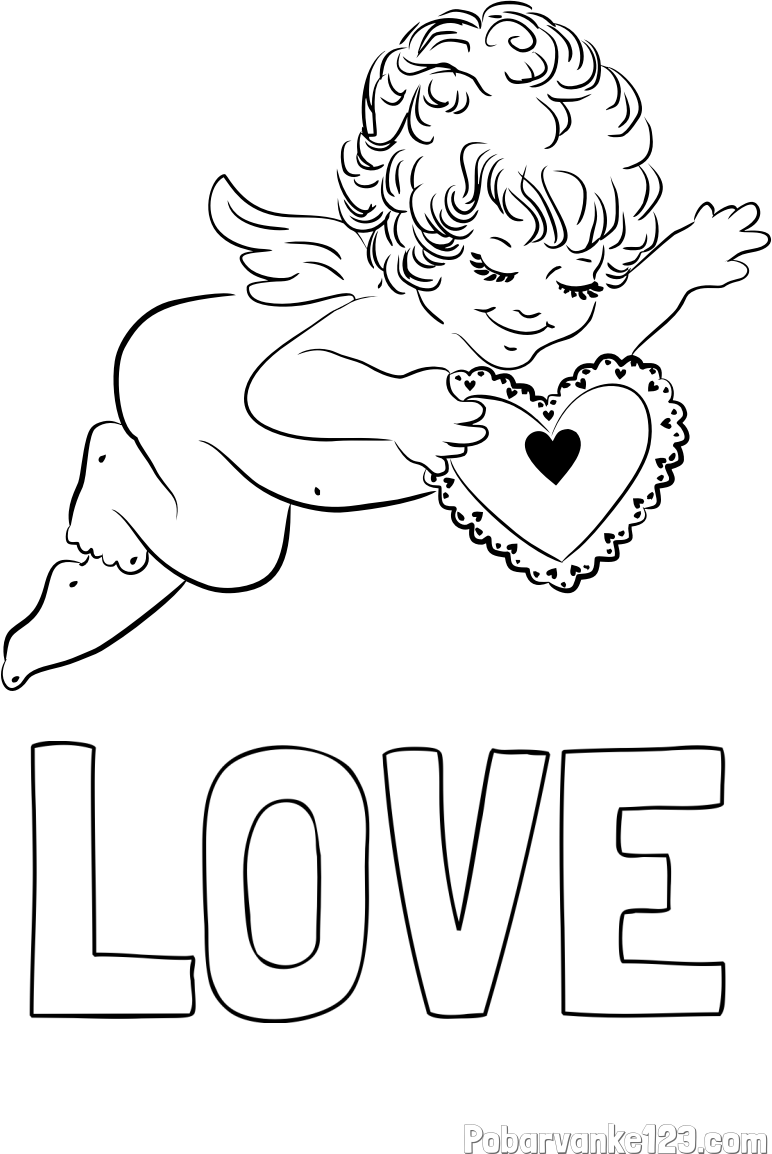 Pobarvanka imena LOVE in pobarvanka angela s srčkom