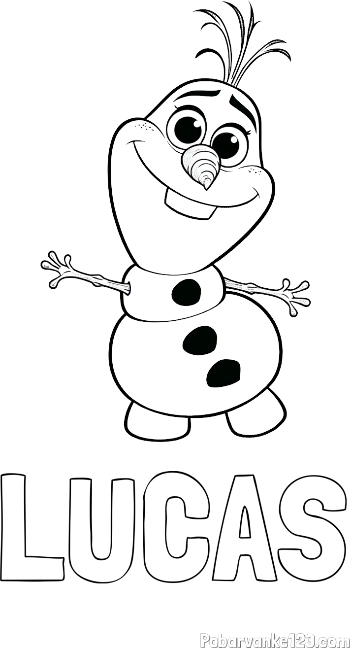 Pobarvanka imena LUCAS in pobarvanka prisrčnega snežaka Olaf