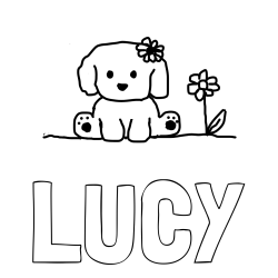 Online izdelana pobarvanka - Pobarvanka imena LUCY in KUŽIKA