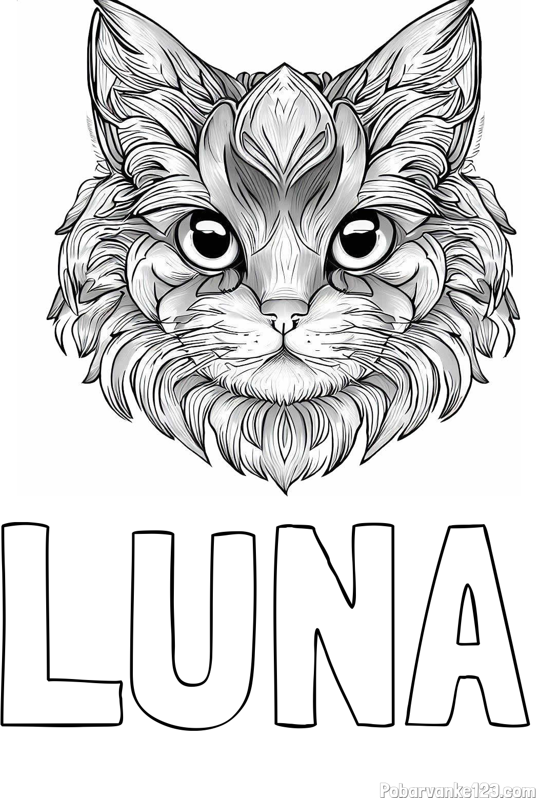 Pobarvanka imena LUNA in pobarvanka mačke