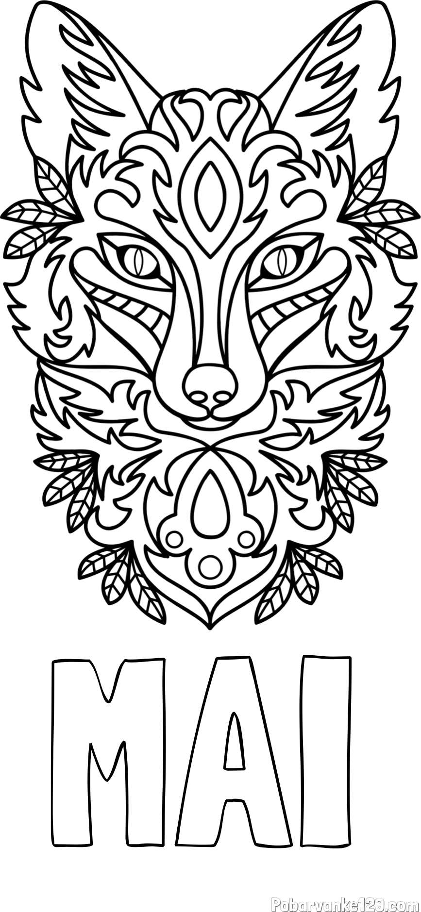 Pobarvanka imena MAI in pobarvanka volka - mandale