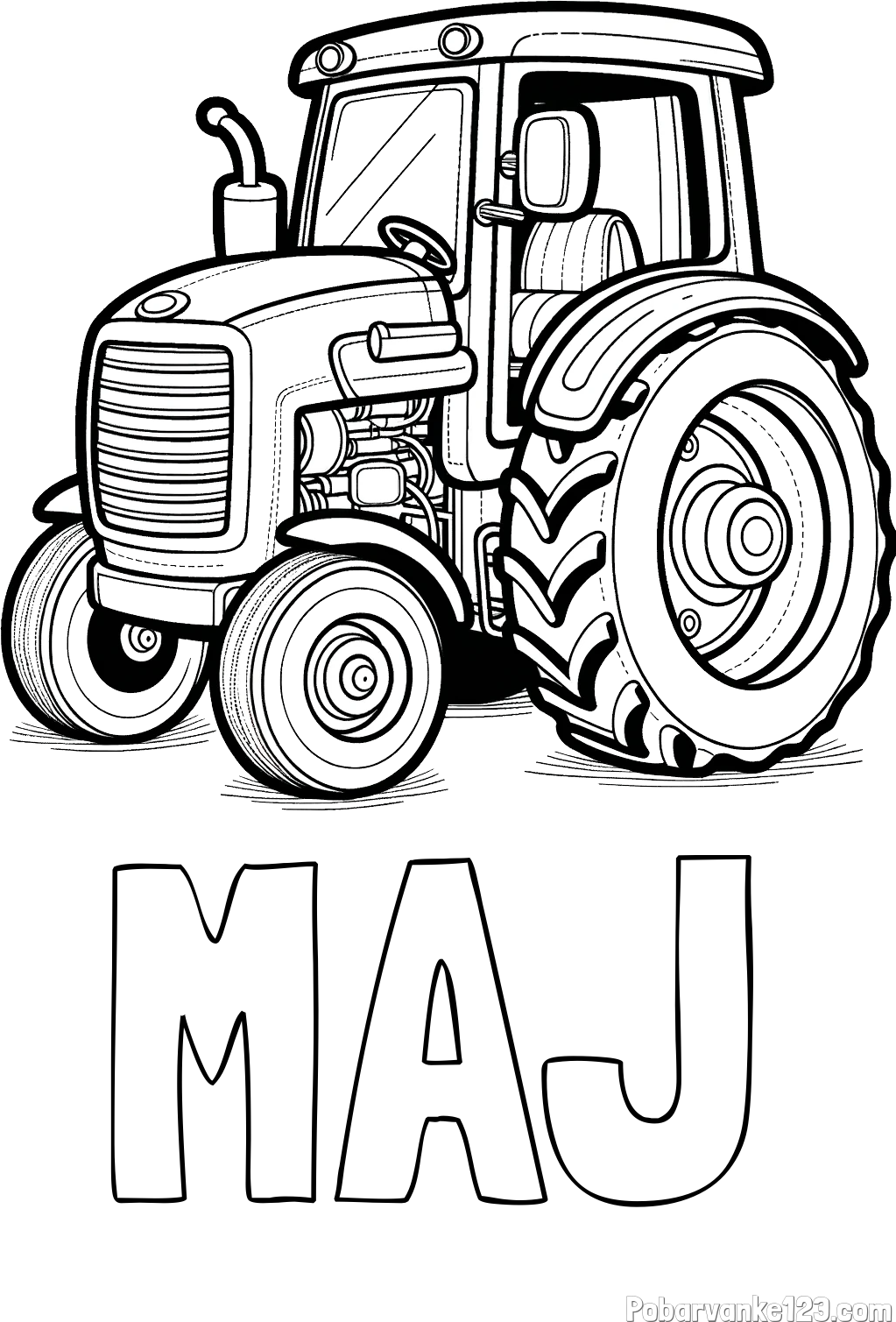 Pobarvanka imena MAJ in pobarvanka starega, a lepega traktorja