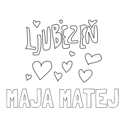 Online izdelana pobarvanka - Pobarvanka imena MAJA MATEJ in pobarvanka ljubezni ❤