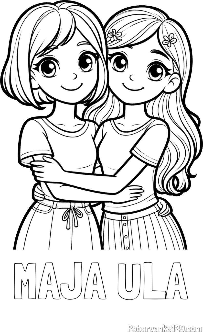 Pobarvanka imena MAJA ULA in pobarvanka ljubkih prijateljic
