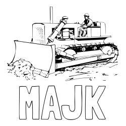 Online izdelana pobarvanka - Pobarvanka imena MAJK in pobarvanka buldožerja