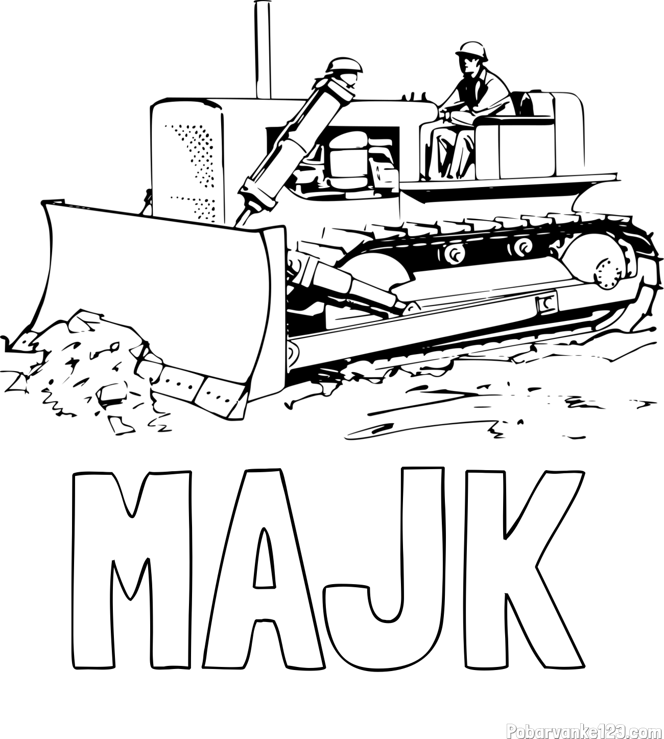 Pobarvanka imena MAJK in pobarvanka buldožerja