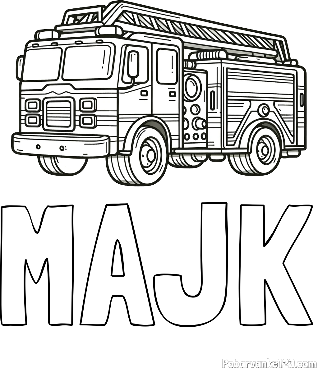 Pobarvanka imena MAJK in pobarvanka gasilskega avta z veliko podrobnostmi
