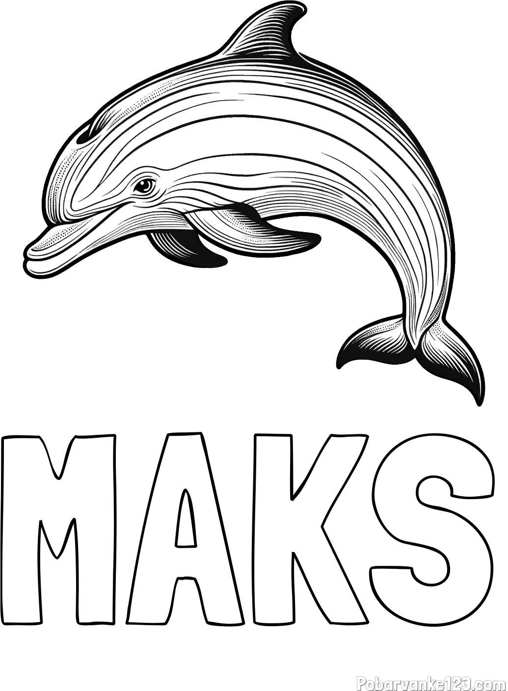 Pobarvanka imena MAKS in pobarvanka lepega delfina