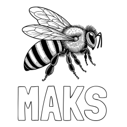 Online izdelana pobarvanka - Pobarvanka imena MAKS in pobarvanka realistične čebele