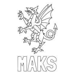 Online izdelana pobarvanka - Pobarvanka imena MAKS in pobarvanka zmaja