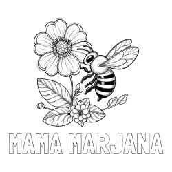 Online izdelana pobarvanka - Pobarvanka imena MAMA MARJANA in otroška pobarvanka čebelice in rožice