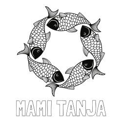 Online izdelana pobarvanka - Pobarvanka imena MAMI TANJA in pobarvanka rib - mandale