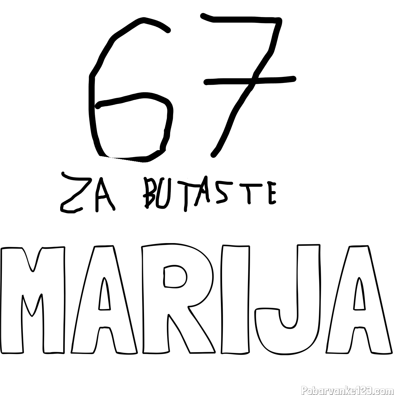 Pobarvanka imena MARIJA in 67 za butaste