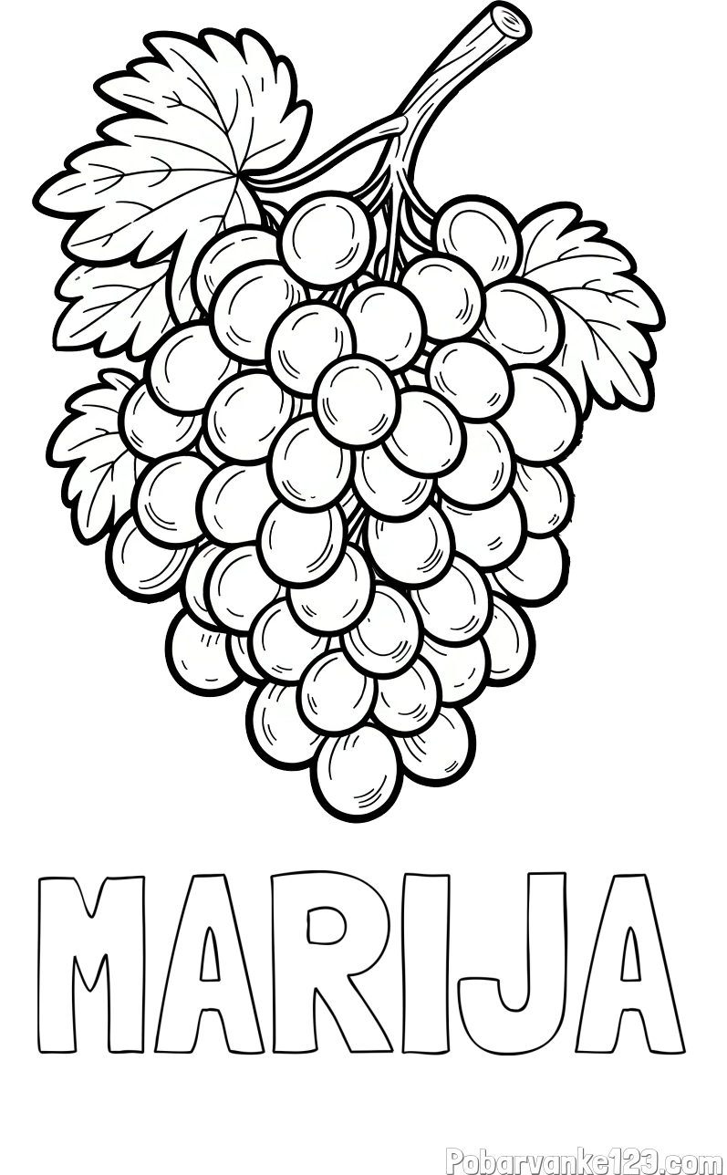 Pobarvanka imena MARIJA in pobarvanka velikega grozdja