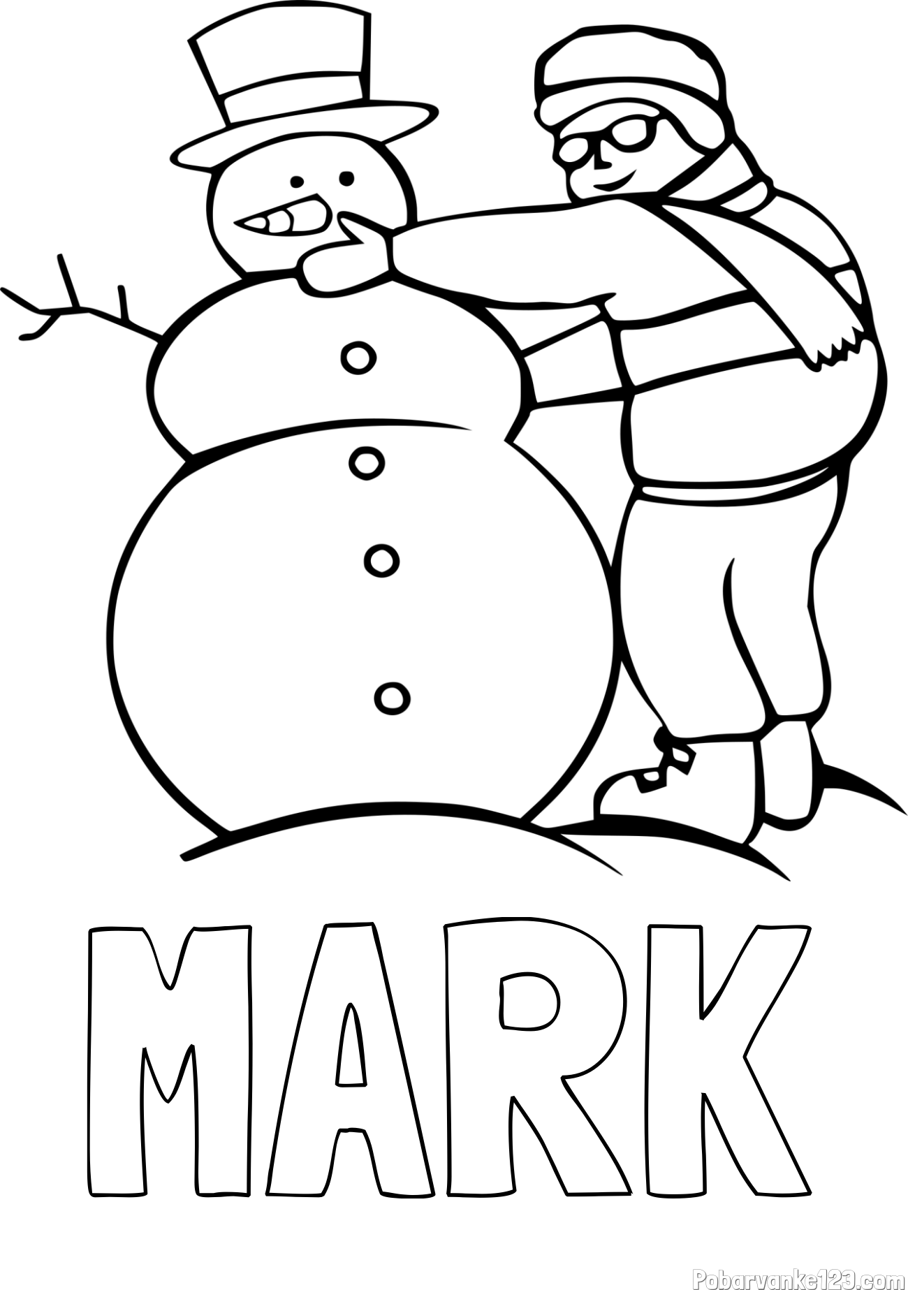 Pobarvanka imena MARK in pobarvanka snežaka