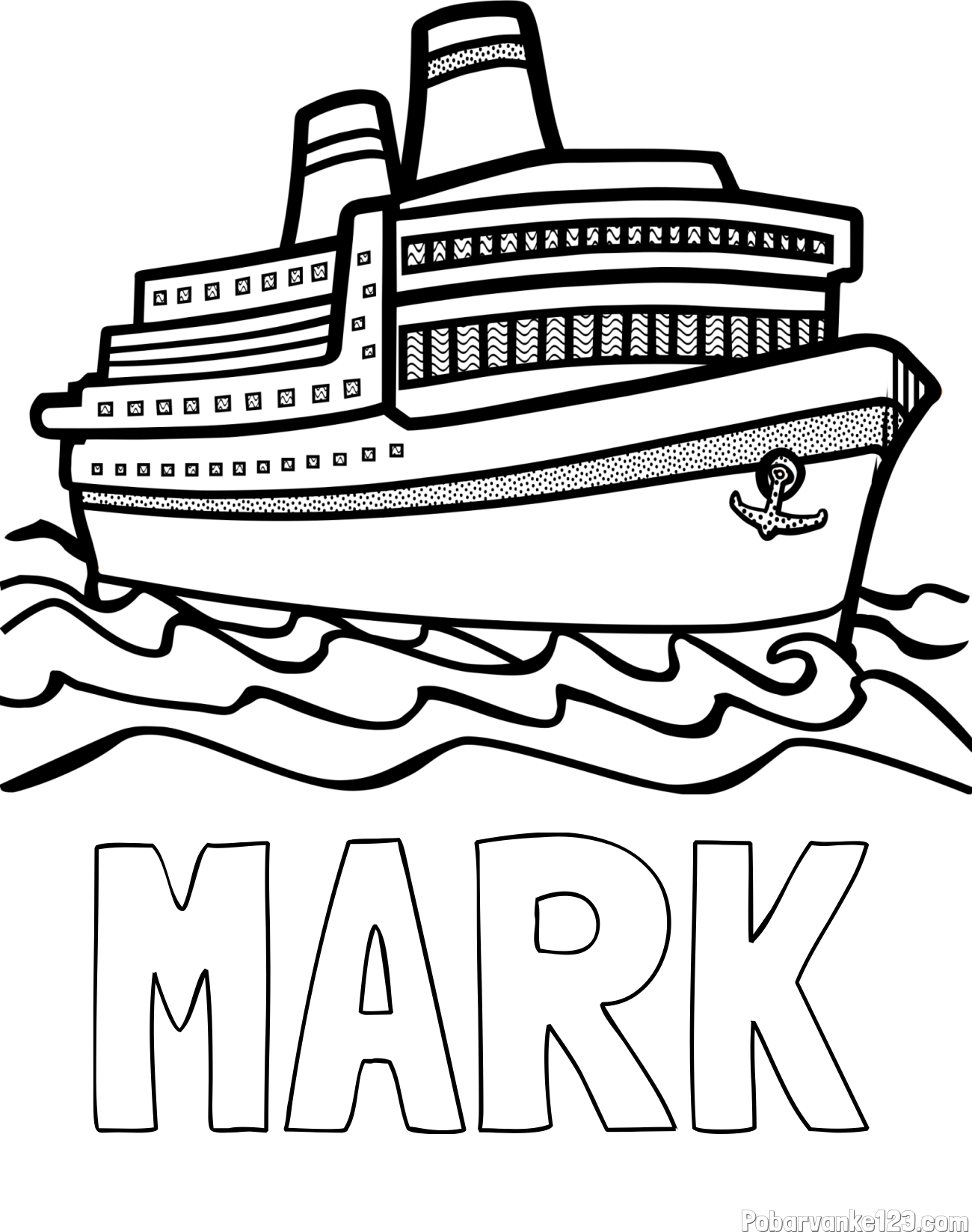 Pobarvanka imena MARK in pobarvanka velike potniške ladje