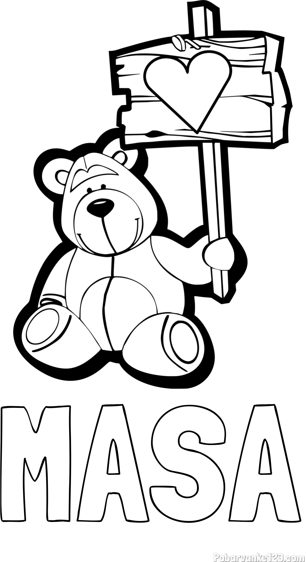Pobarvanka imena MAŠA in pobarvanka prikupnega medvedka