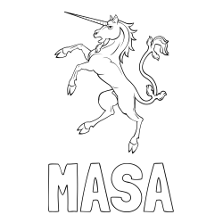 Online izdelana pobarvanka - Pobarvanka imena MAŠA in samorog Pua