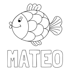 Online izdelana pobarvanka - Pobarvanka imena MATEO in pobarvanka ribice